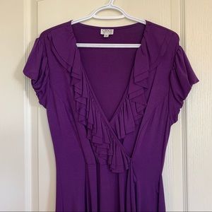 Purple, Cleo, Ruffled, Faux-Wrap Dress